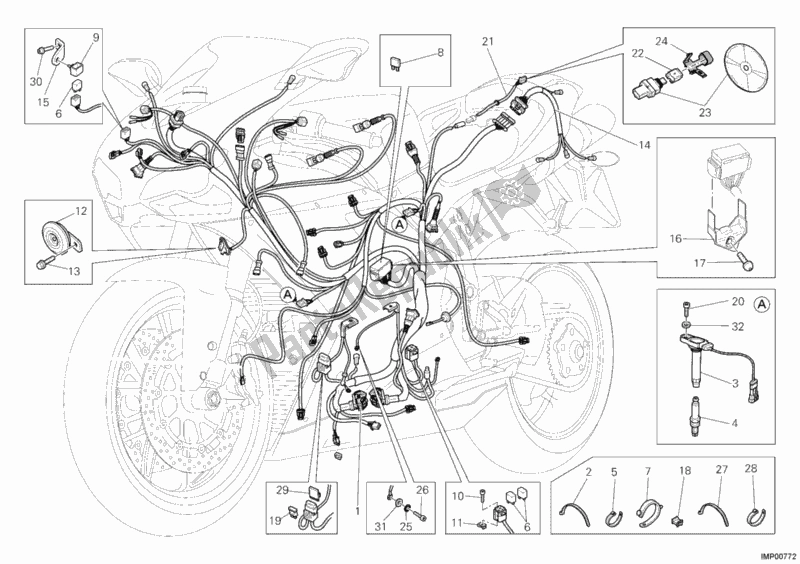 All parts for the Wiring Harness of the Ducati Superbike 848 EVO USA 2011